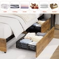 Homfa Queen Bed Frame with 4 Storage Drawers, Industrial Wood and Metal Panel Headboard, Rustic