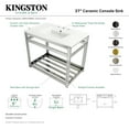 thumbnail image 6 of Kingston Brass VWP3722W8A1 Quadras 37" Ceramic Console Sink with Steel Base and Shelf (8-Inch, 3-Hole), White/Polished Chrome, 6 of 7