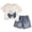 White, variant on Rokment Toddler Kids Butterfly Outfit Clothes Set 2pcs Denim Patchwork Bow Short Sleeve T Short Matching Elastic Waist Jeans Shorts with Pockets Summer Clothing Size 1-6 Years
