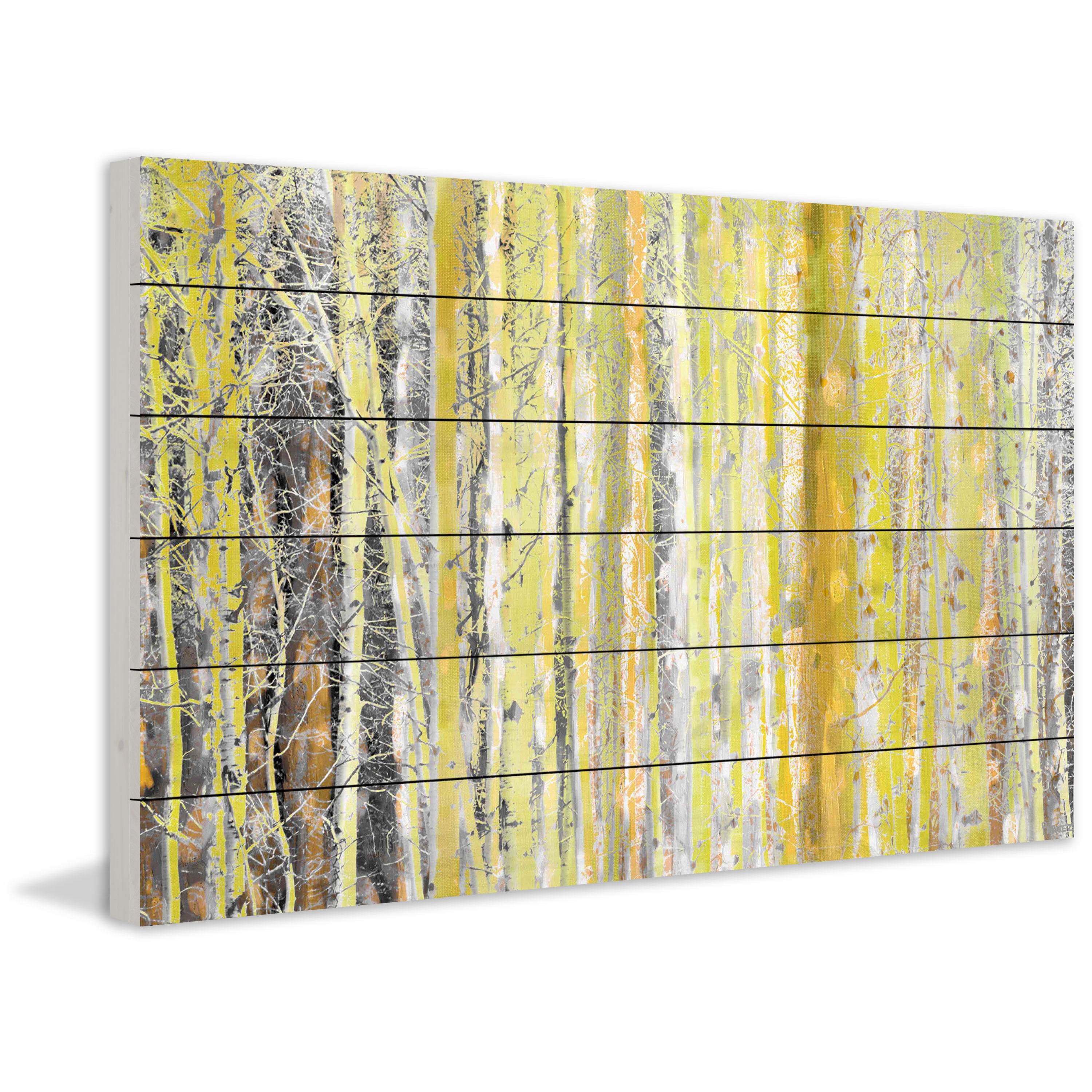 Parvez Taj  'Aspen Forest 2' Painting Print on White Wood 45 x 30