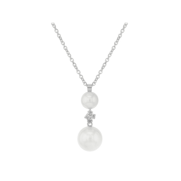 Bliss by Damiani Ribes Ext. Pearl Diamond Pendant Necklace 18k White Gold 0.04Ct