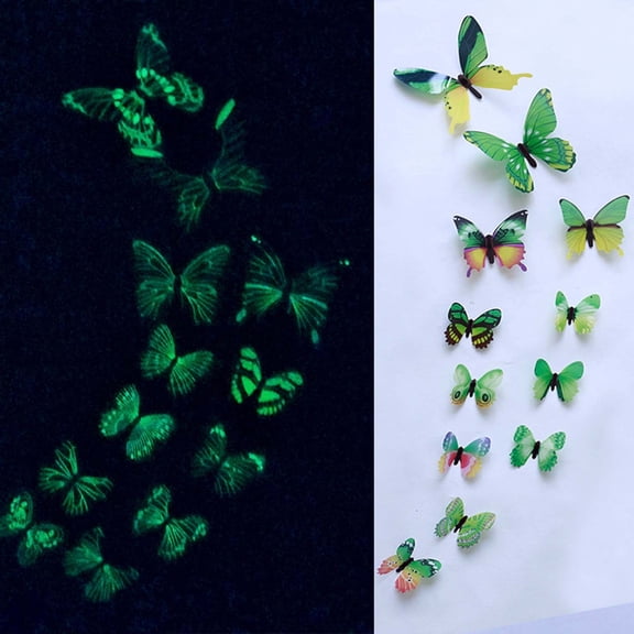 Viflosae Window Clings Window Cling 12pcs Luminous Design Decal Art Wall Stickers Room Magnetic Home Decor