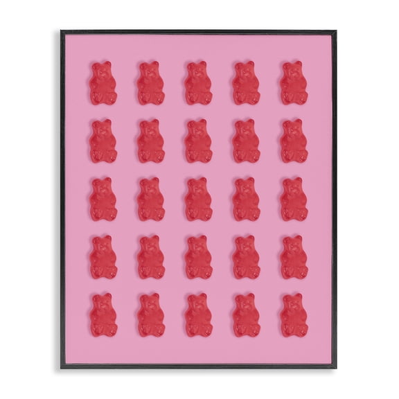 Stupell Industries Red Gummy Bears on Pink Black Framed Giclee Art, design by LISH Creative