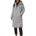 thumbnail image 2 of Breezora Long Quilted Puffer Jacket Women Hooded Winter Warm Coat Zippered Cotton Outerwear Comfortable Durable L Size Light Ashy, 2 of 4