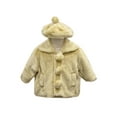 thumbnail image 2 of B-One Kids Girls Soft Faux Fur Jacket with Beret Hat, Toddler Girls, Size 2T, Khaki, 2 of 4
