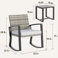 thumbnail image 2 of 3-Piece Outdoor Furniture,Lofka Rocking Wicker Bistro Set with Cushions & Tempered Glass Table - Modern Rattan Patio Set for Porch|Balcony|Garden (Gray), 2 of 10