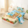 thumbnail image 2 of Castle Fairy Flat Tiki Cocktail Art Twin Sheets 3pcs,Palm Hibiscus Coastal Frame Print Bedding,Tan Teal,1 Fitted Sheet,1 Flat Sheet and 1 Pillowcase, 2 of 6