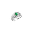 thumbnail image 3 of RYLOS Mens Rings Sterling Silver Ring 6X4MM Oval Shape Gemstone & Diamond Ring Emerald May Birthstone Rings For Man Silver Rings, Size 13, 3 of 7