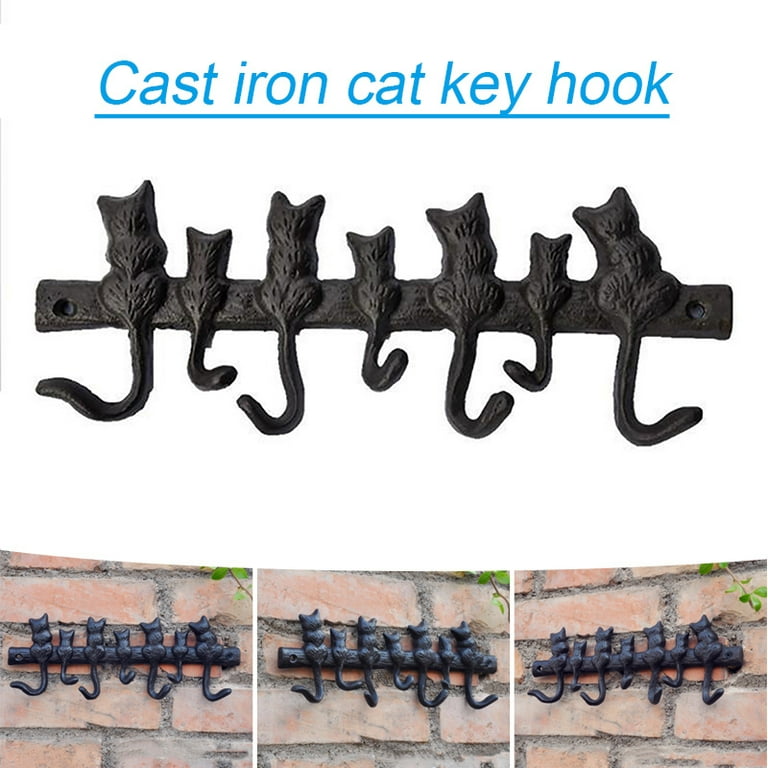 7 Cats Cast Iron Key Hook Iron Wall Hanger Decorative Cast Iron
