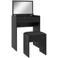 thumbnail image 1 of HOMCOM Ensemble de Coiffeuse avec Miroir Tabouret Bureau de Maquillage avec Dessus Rabattable pour Chambre, 1 of 10