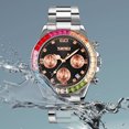 thumbnail image 4 of Women Colorful Diamond Watches Chronograph Rotatable Bezel Mineral Glass Luminous Watch Stainless Steel Waterproof Date Analog Quartz Watch Fashion Business Dress Wristwatch, 4 of 7