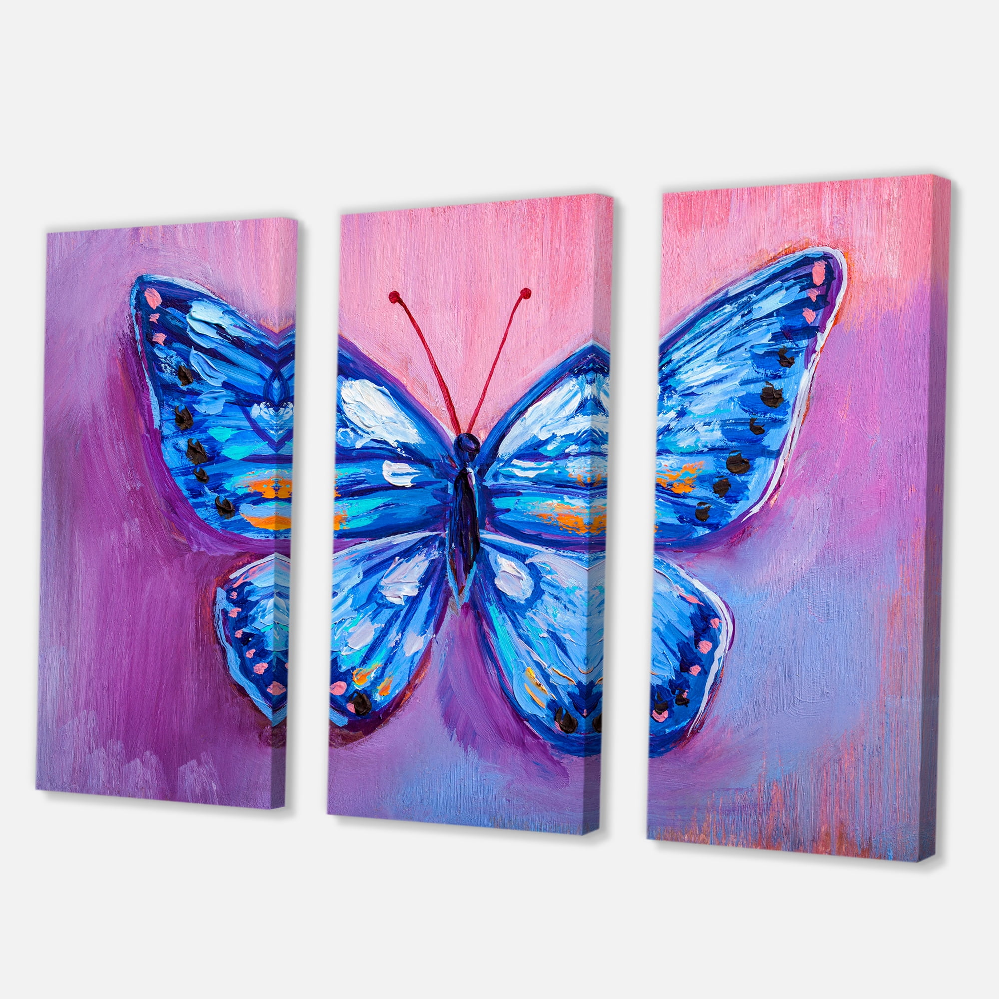 Designart ' Ancient Blue Butterfly I ' Modern Canvas Wall Art Print