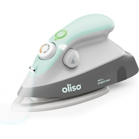 Oliso M3Pro Project Steam Iron with Solemate - for Sewing, Quilting, Crafting, and Travel | 1000 Watt Ceramic Soleplate Steam Iron | Aqua