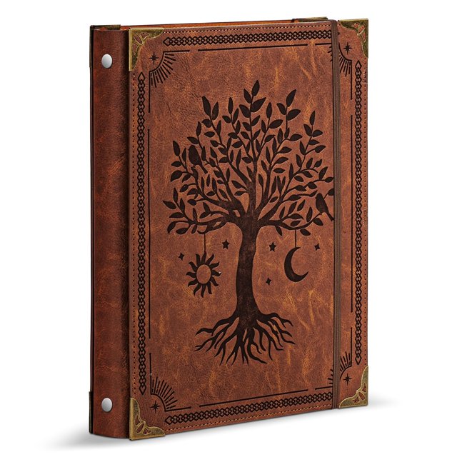 Carpeta de 3 anillos de cuero Ovesmusl 25 x 32 cm marrón organizadora