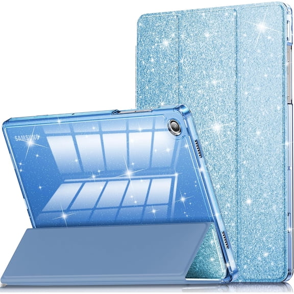 Glitter Clear Back Tablet Case with Auto Wake/Sleep Function for Samsung Galaxy Tab A9 Plus / A11 Plus 11 Inch (2023/2025), Sparkly Protective Cover for Girls & Kids, Sky Blue