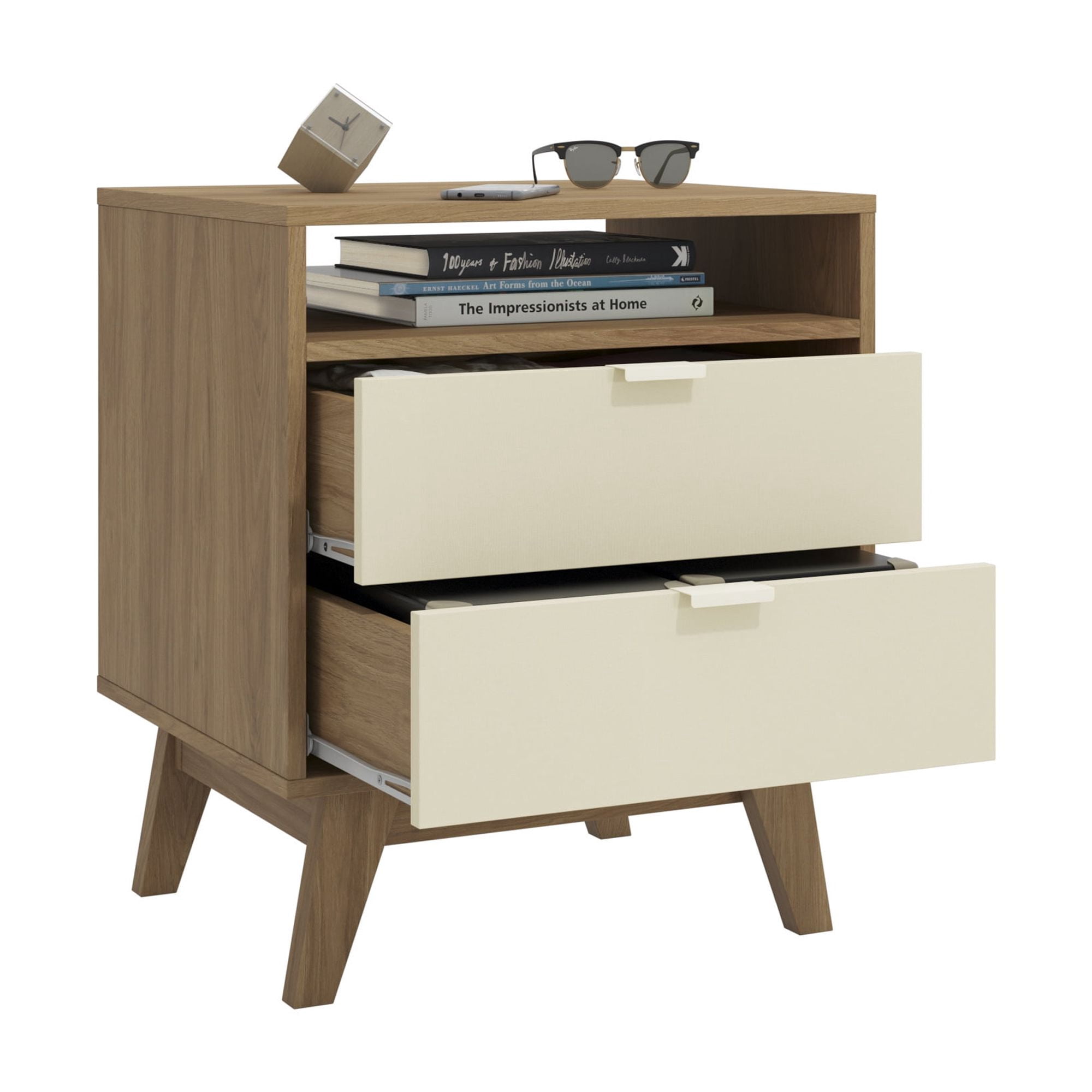 Kappesberg Hanford Light Brown/Creme 56.8"W Dresser and Two Nightstand Bedroom Set - for Adults and Teens