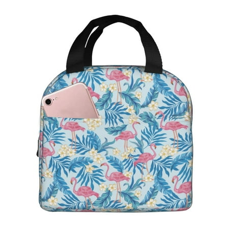 Insulated Lunch Bag for Women Men - Palm tree flamingo flower Leakproof Cooler Lunch Box for Women Men  Lunch Tote Bags for Work School Picnic Travel