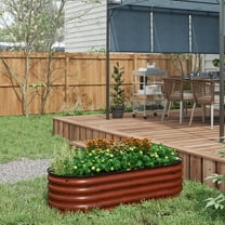 Outsunny Galvanized Raised Garden Bed Kit, Metal Planter Box with Safety Edging, 59" x 23.5" x 16.5", Brown