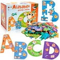 thumbnail image 1 of NAODONGLI Rompecabezas de madera del alfabeto para niños pequeños de 3 años en adelante Montessori Aprendizaje preescolar ABC Palabras a la vista Rompecabezas de letras para niños pequeños Juguetes de, 1 of 5