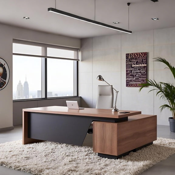 L Shaped Desk with  Drawers and Lateral File Cabinet Adjustable Width (86.6" to 94.5")