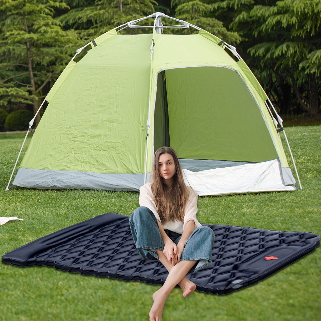 Hiking Sleep Pad with Pillow Outdoor Inflatable Mattress Backpacking Air Mattress Quick Inflation Folding Bed