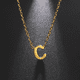 thumbnail image 3 of Collar de acero inoxidable 304 chapado en oro real de 18 quilates con 26 letras de corte estilo europeo y americano que no se decolora, 3 of 6
