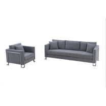 Heritage 2 Piece Gray Fabric Upholstered Sofa & Chair Set