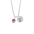thumbnail image 2 of Delight Jewelry Silvertone Wide Hot Pink Zebra Print Band Spinner Silvertone Script Initial Disc - T - Charm Necklace, 20"+3", 2 of 4