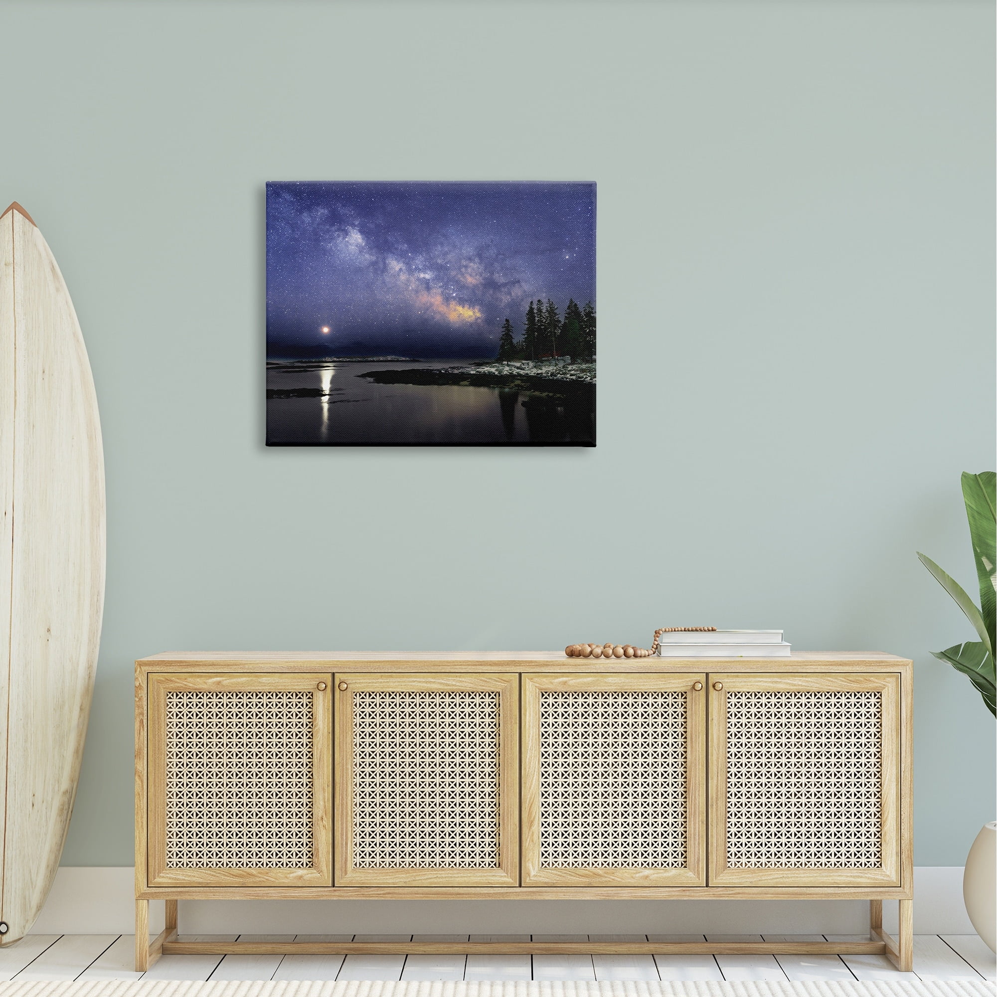 Stupell Galaxy Stars Over Coastal Winter Night Landscape Photography Gallery Wrapped Canvas Print Wall Art