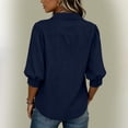 thumbnail image 5 of Neewe Womens Button Down Shirts Plain Lapel 3/4 Sleeve Tops Elegant Dressy Blouses Business Casual Outfits, 5 of 5