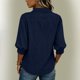 thumbnail image 5 of Neewe Womens Button Down Shirts Plain Lapel 3/4 Sleeve Tops Elegant Dressy Blouses Business Casual Outfits, 5 of 5