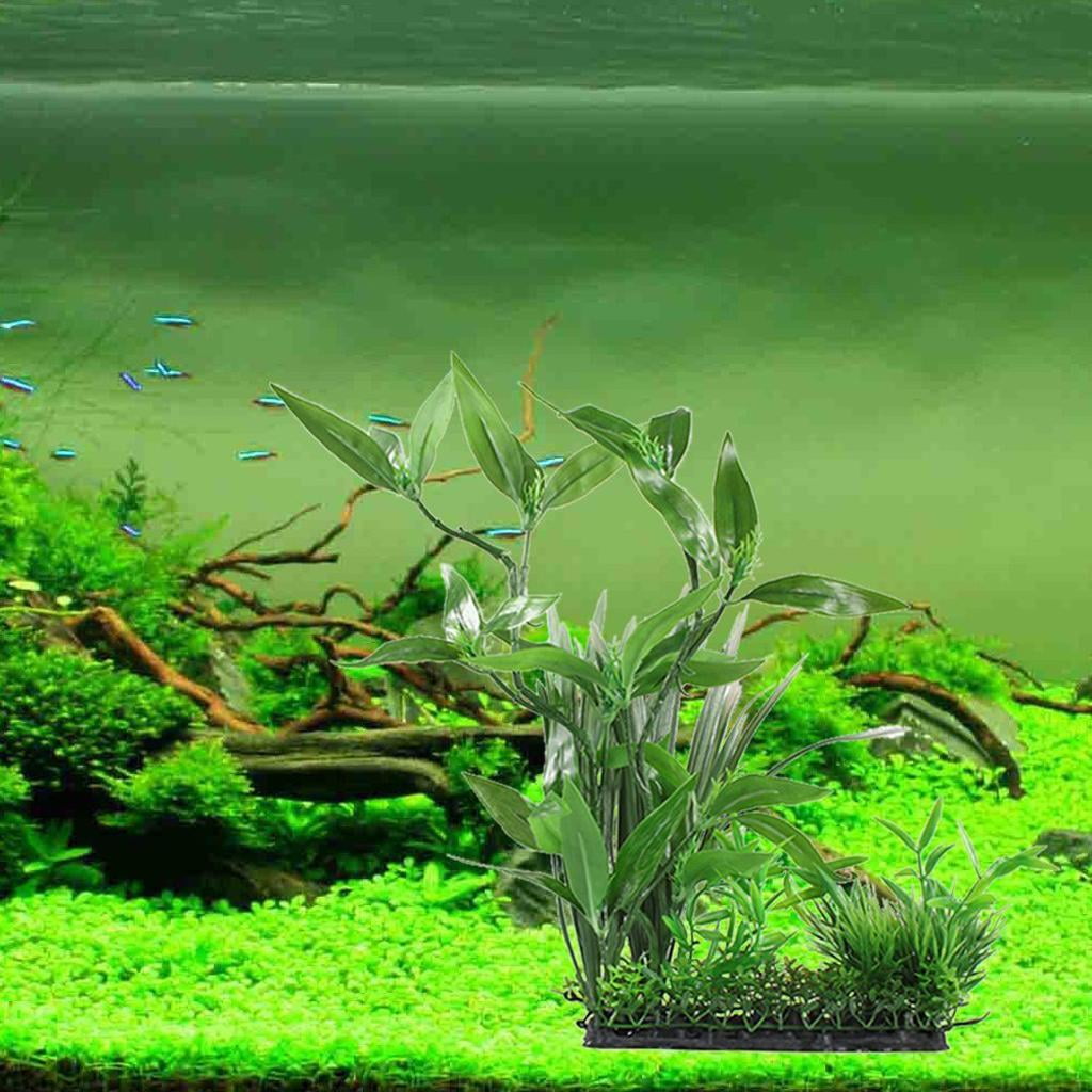 B Blesiya Plastic Aquarium Fish Tank Green Leaves Plant Reptile and Amphibians Terrarium Vivarium Decoration Home Office Bonsai Ornament