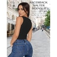 thumbnail image 5 of SMZ Women's Crew Neck Sleeveless Bodysuits Racerback Halter Tank Top Body Suits for Womens Sexy Going Out Leotards, 5 of 18