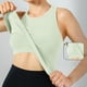 thumbnail image 4 of Tops Verdes Oscuros para las Mujeres Alta Elasticidad Nervadura sin Costuras Top Deportivo con Acolchado, Tops de Punto Blanco para las Mujeres, 4 of 9