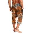 thumbnail image 5 of Men's Casual Hawaiian Printed Drawstring Cropped Shorts, Seven-Inch Length Summer Shorts for Beach, Vacation, and Daily Casual Wear,Ginger,S, 5 of 8