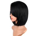 thumbnail image 4 of Natural Black Bob Wigs With Bangs For Black Women Side Part Bob Wigs With Side Bangs Synthetic Black Bob Wigs Short Straight Bob Wigs 12 Inch (Natural Black), 4 of 6