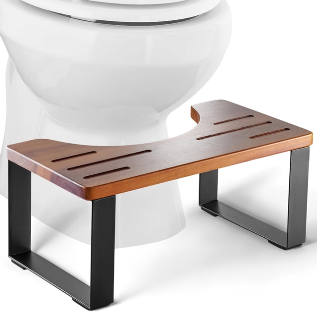 Taburete para inodoro BLUEWEST, taburete de madera de acacia, 18 cm, escalón de baño