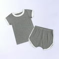 thumbnail image 2 of Fesfesfes Baby Girl Summer Outfits Toddler Kids Baby Boys Girls Fashion Cute Solid Color Short Sleeve Shorts Cotton Casual Suit 6-9 Months, 2 of 9