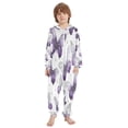 thumbnail image 2 of Soft Big Kids Onesie Pajamas Cozy Loose-Fit Jumpsuits for kids with Pockets for Christmas Lounge & Play Lavender-colored Butterfly Pattern, 2 of 8