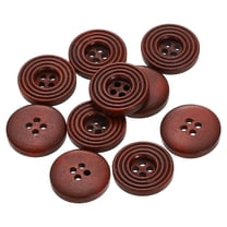 10pcs 28L DIY Sewing Buttons 11/16"(18mm) Wooden Round Flat 4-Hole Craft Replacement Buttons for Sewing Clothing Handmade Crafts, Dark Brown