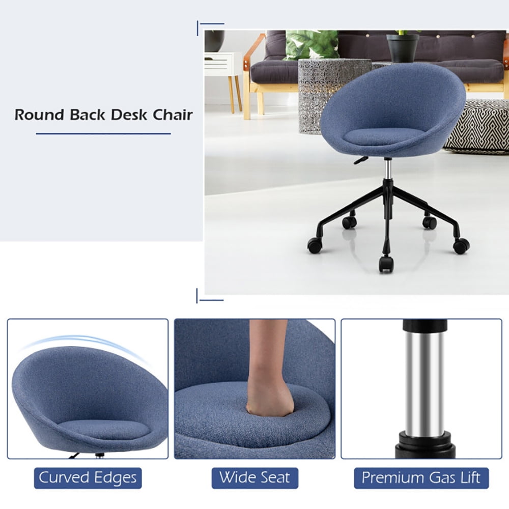 Finihen Swivel Accent Chair, Adjustable Swivel Accent Chair Vanity Chair with Round Back, for Home, Office, Blue