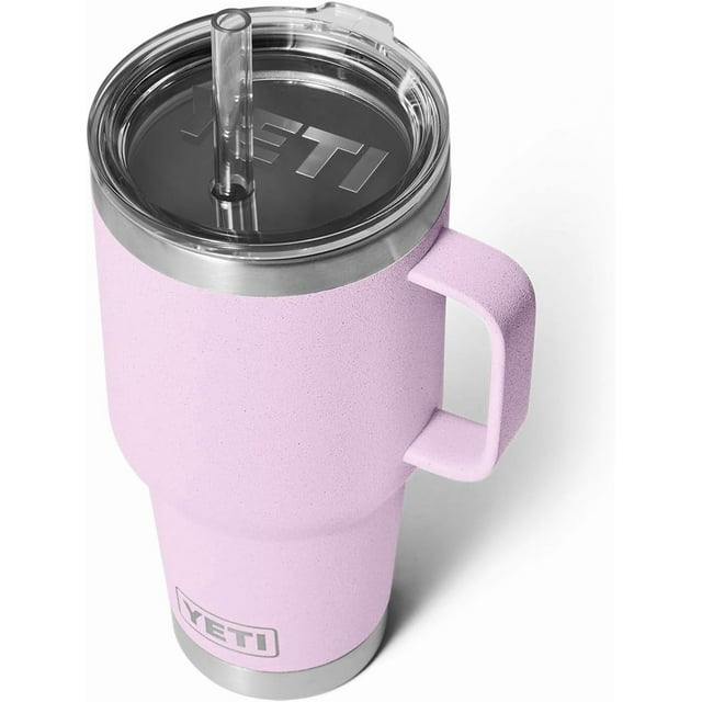 YETI Rambler Tasse en Paille 35 oz, Isolée sous Vide, Acier Inoxydable, Fleur de Cerisier