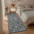 thumbnail image 2 of Hasoo Runner Rug 2x6 Non-Slip Washable Low Pile Floral Print for Kitchen Indoor Black/Blue, 2 of 6