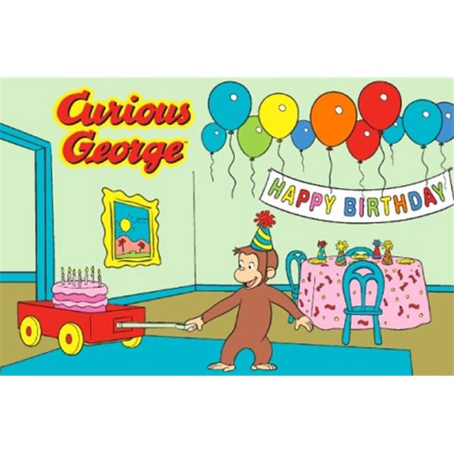 LA Rug CG-03 5178 Large Curious George "Birthday" Juvenile Accent Rug