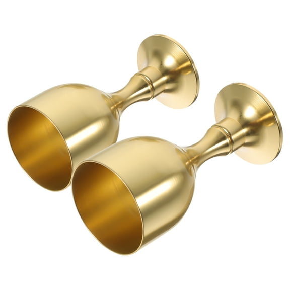 2 Pcs Brass Wine Glass Metal Wine Cup Footed Wine Cup Brass Goblet Metal Holy Cup Tabletop Wine Cup