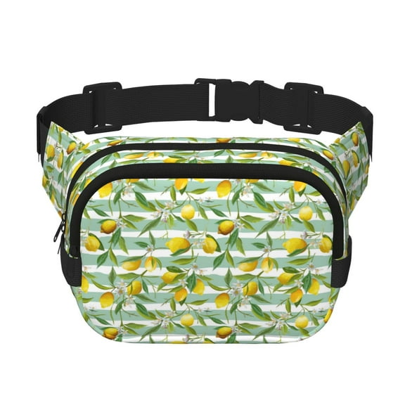 Fuzoiu Lemon Print Unisex Square Double Layer Waist Bag,Crossbody Fanny Pack Travel Workout Accessory
