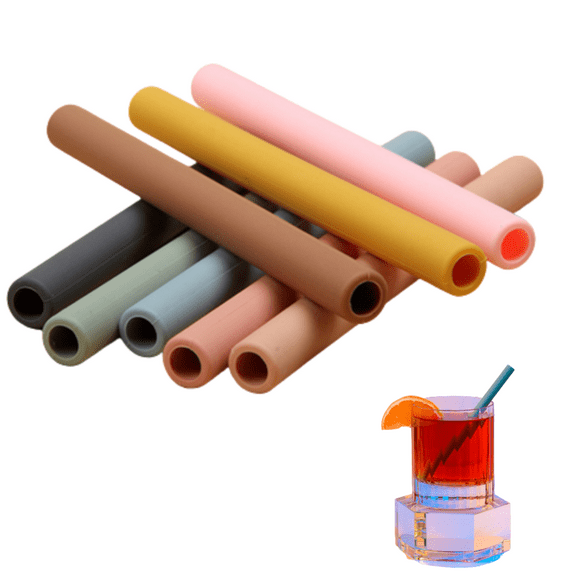 Reusable Silicone Drinking Straws Set, Small Size Flexible Straws for 9 oz Tumblers,Drinking Straws for Kids- BPA-Free -Safe for Teething Chewing(8 Pcs,MultiColor)