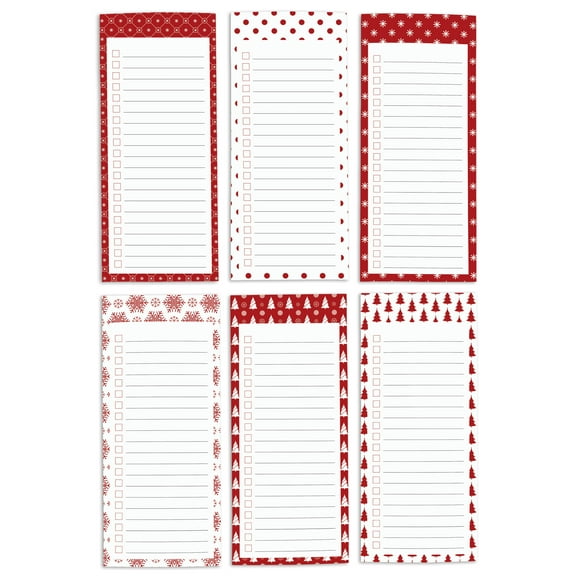 Inkdotpot Pack of 6 Funny Magnetic Dry Erase List For Fridge, Wipe Clean w/ NoStain, Quick Notes Shopping & Grocery List Whiteboard for Fridge, 8.75" x 3.8"(Christmas Theme)