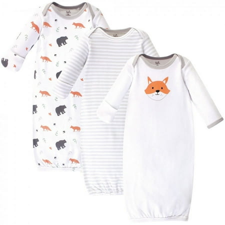 UPC: 0660168679311 | Touched by Nature Baby Boy Organic Cotton Long-Sleeve Gowns 3pk  Gray Fox  Preemie