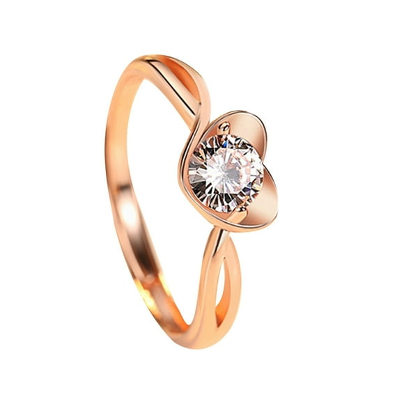 TopLLC Rings Women's Pure Cupronickel Heart Diamond Ring Holiday Essential Gift A Ring